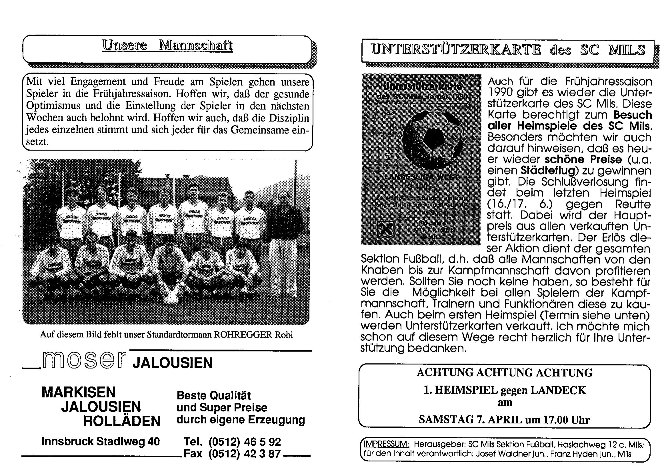 Fußball-Zeitung 1990